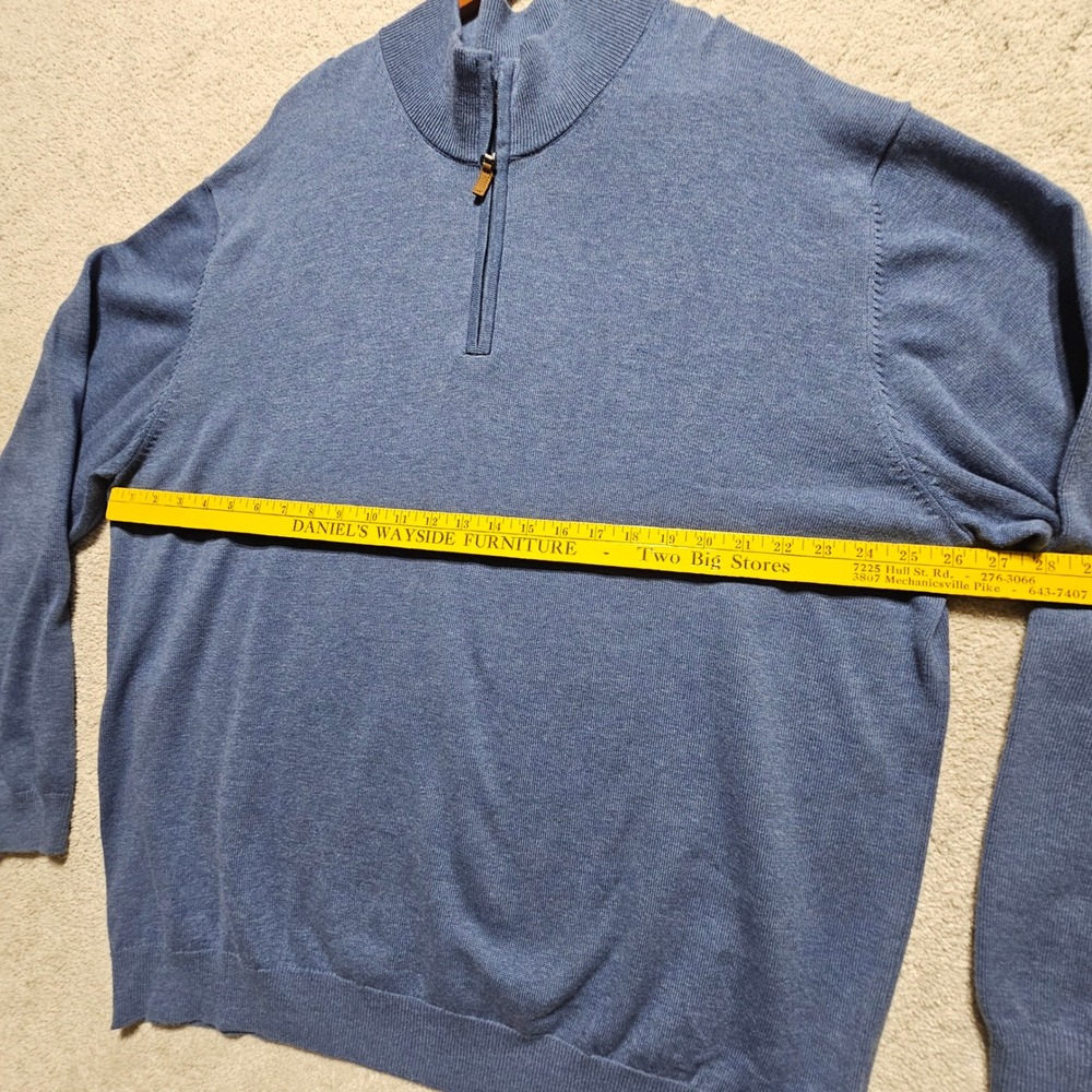 Roundtree & Yorke Mens 2XB Blue Quarter Zip Pullover Sweater Cotton Blend - Picture 8 of 11